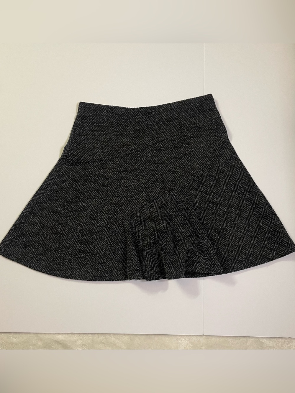 LOFT Black Gray Houndstooth Mini Skater Skirt size M